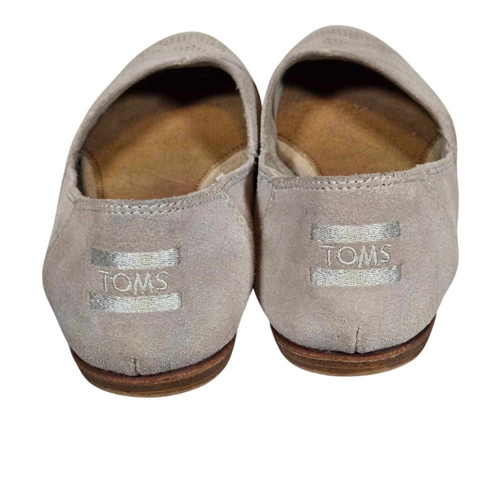 TOMS Womens‎ Size 5.5 Beige Suede Leather Perforated Pointed Toe Flats Shoes - Picture 4 of 7